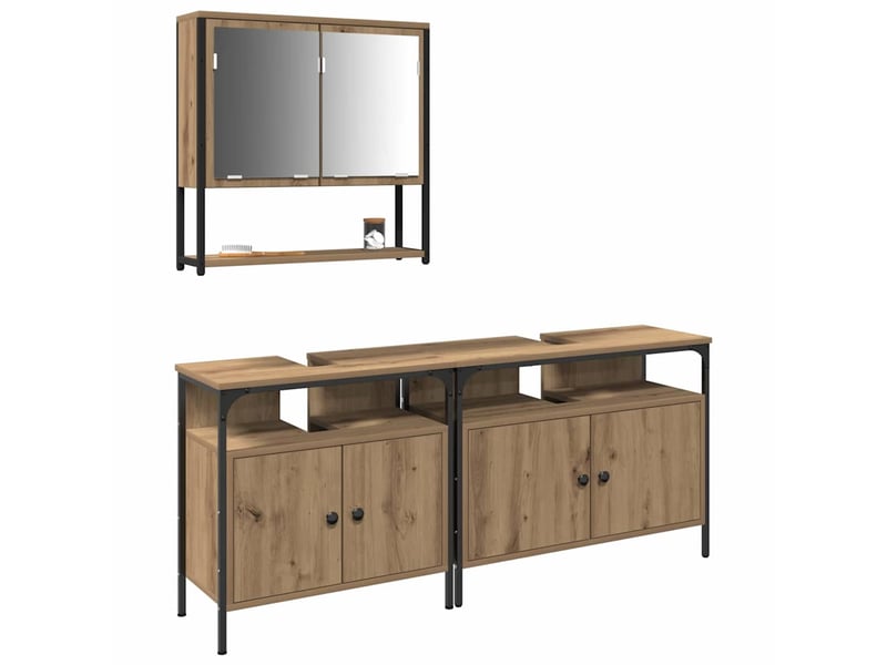Ensemble de mobilier de salle de bain 3 pièces marron cf64478 - Conforama C