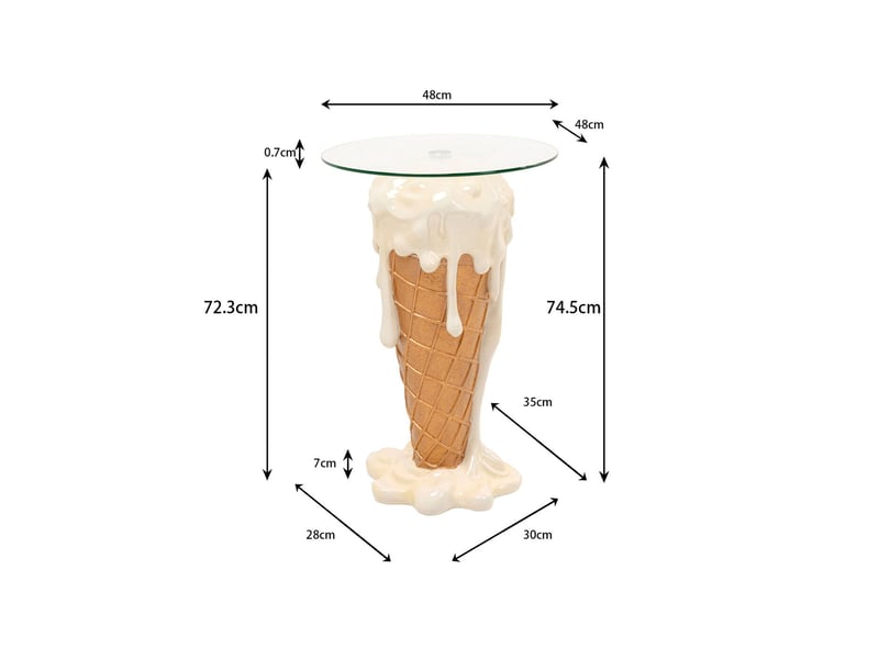  table de bar glace 48cm vanille kare design  - Conforama D