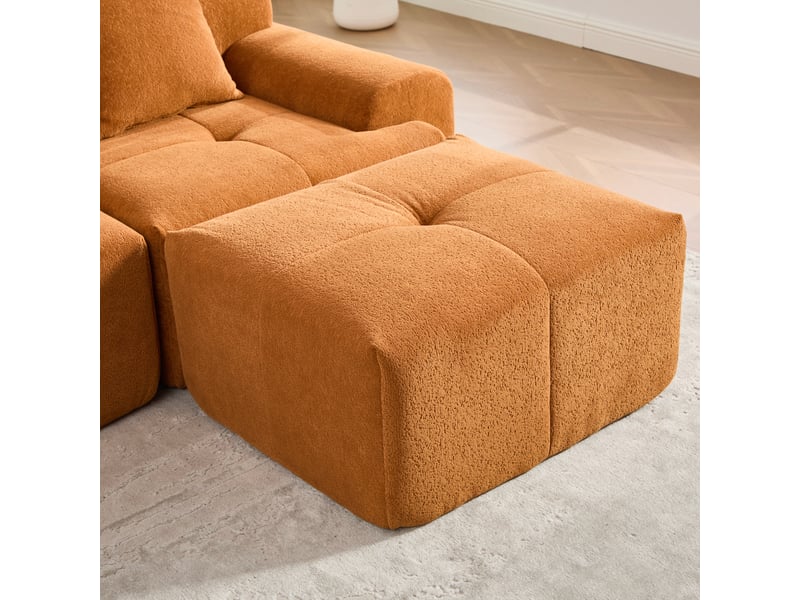 Canapé d'angle modulable orange 3 places - mousse à mémoire de forme - 268x102x78 cm - Conforama W