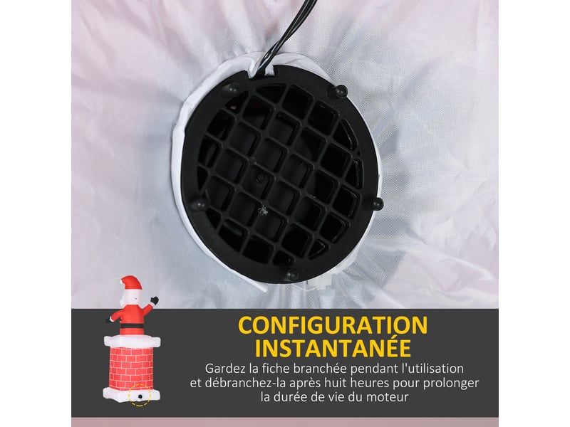  Père noël gonflable avec cheminée lumineux led hauteur polyester imperméable rouge blanc noir 210 cm  - Conforama R