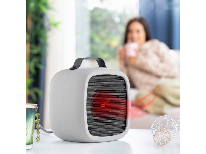  Chauffage soufflant électrique portable, chauffage de bureau portable, protection contre la surchauffe, format cube, pour la maison, table, 500 w, multicolore  - Conforama B