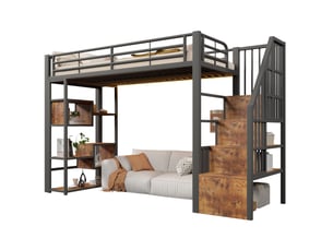 Lit mezzanine 90x200 cm OKWISH coloris noir