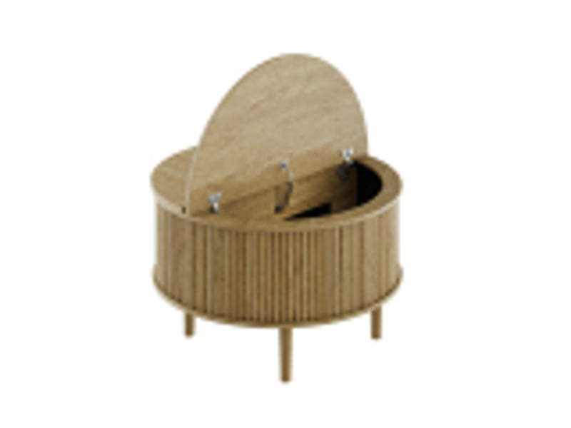  Table basse ronde relevable – 80x80x 51.5 cm – plateau relevable &amp; double coffre – bois - naturel  - Conforama A