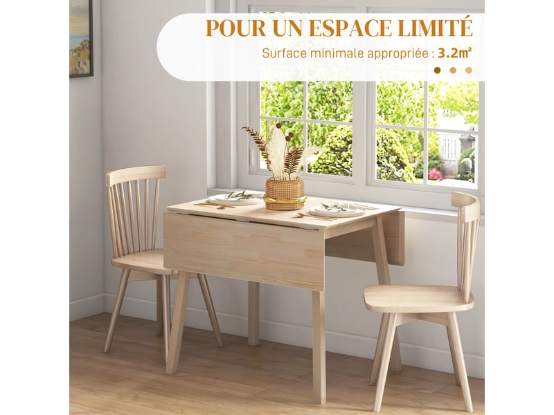 Table de cuisine pliable table à manger pliante avec plateau rabattable en bois pour 2 à 4 bois personnes naturel - Conforama R