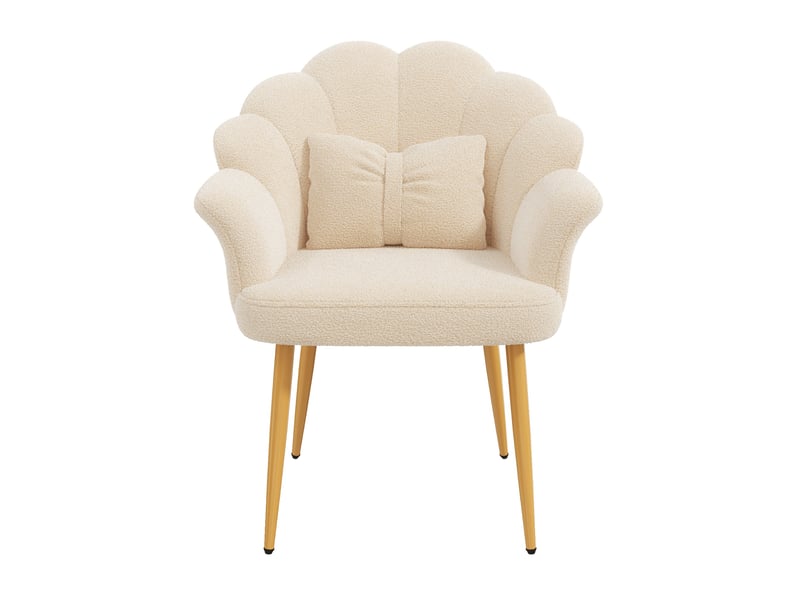  Fauteuil 1 place en tissu bouclé beige, dossier pétale, 64x65,5x85 cm  - Conforama A