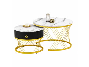Table basse rond(e) coloris bicolore ULQENI  - 70 cmx50 cm