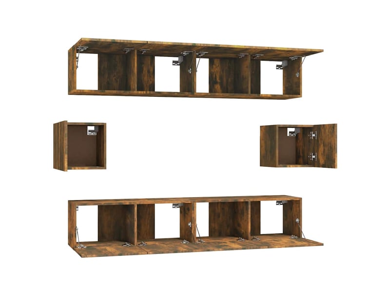  Ensemble de meubles tv 6 pcs chêne fumé bois d'ingénierie shl84960  - Conforama E
