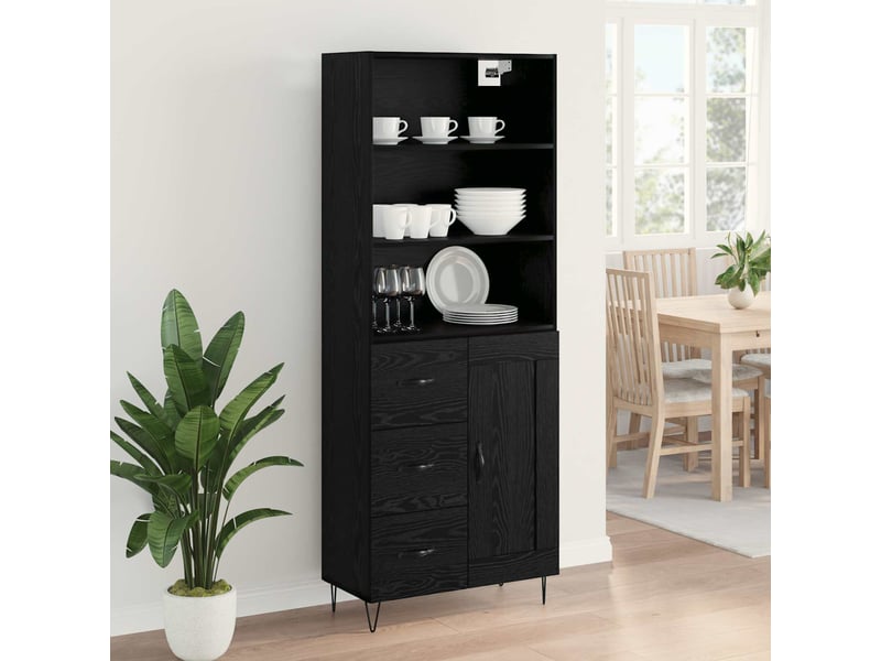 Buffet - haut armoire 2 pc chêne noir 69,5 x 34 x 180 cm - Conforama D