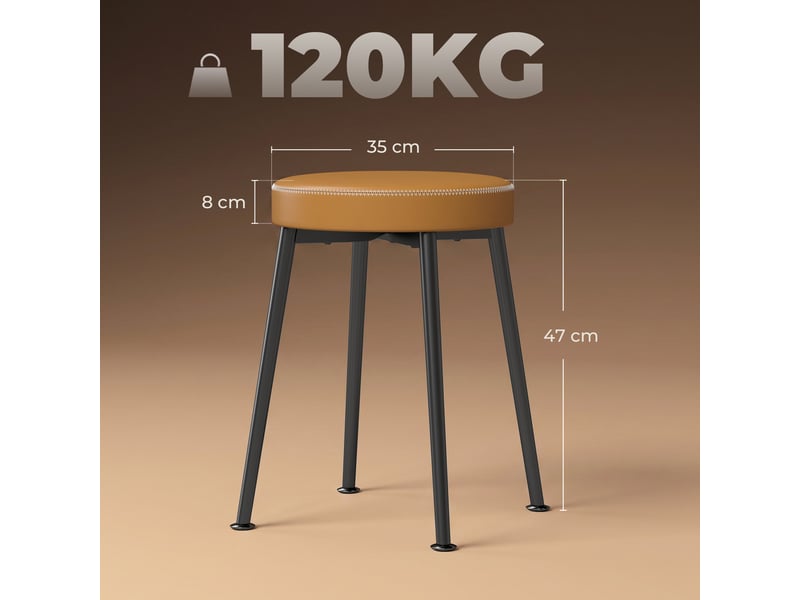  Lot de 2 chaises de salle à manger rondes, chaises de cuisine empilables avec assise rembourrée en pu, marron et noir  - Conforama E