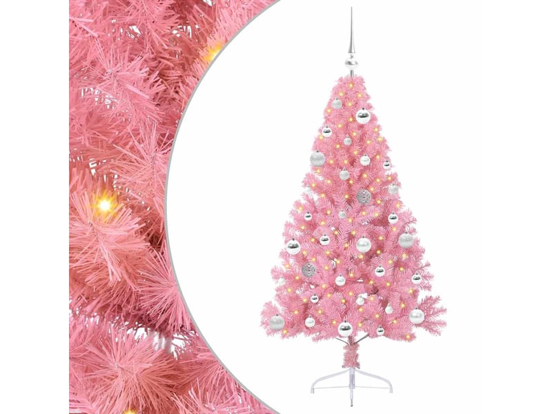 Sapin de noël artificiel, arbre de noël pré-éclairé rose 150 cm pvc shl6943 - Conforama A