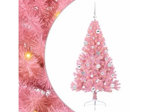 Sapin de noël artificiel, arbre de noël pré-éclairé rose 150 cm pvc shl6943