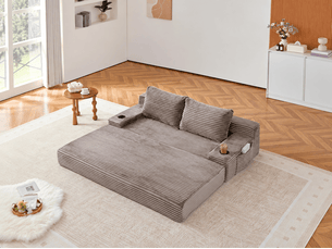 Canapé droit compressé convertible <strong>BIQZUYA</strong> <strong></strong> 2 places Velours côtelé Marron