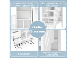 Lit mezzanine 90x200 cm <strong>BEAUNIV</strong>  <strong></strong> coloris blanc