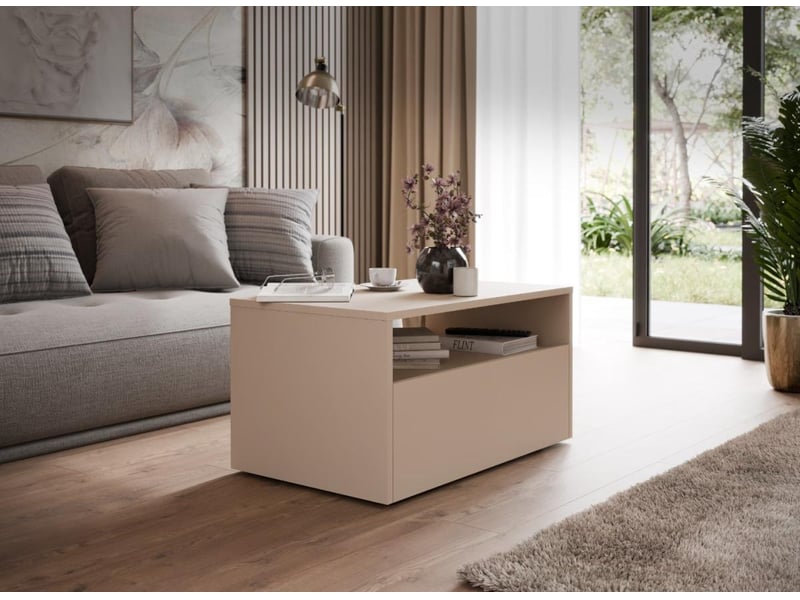  Table basse lino 80 x 50 cm - roulettes et tiroir, cachemire LINO/LAW/80x50/K - Conforama C