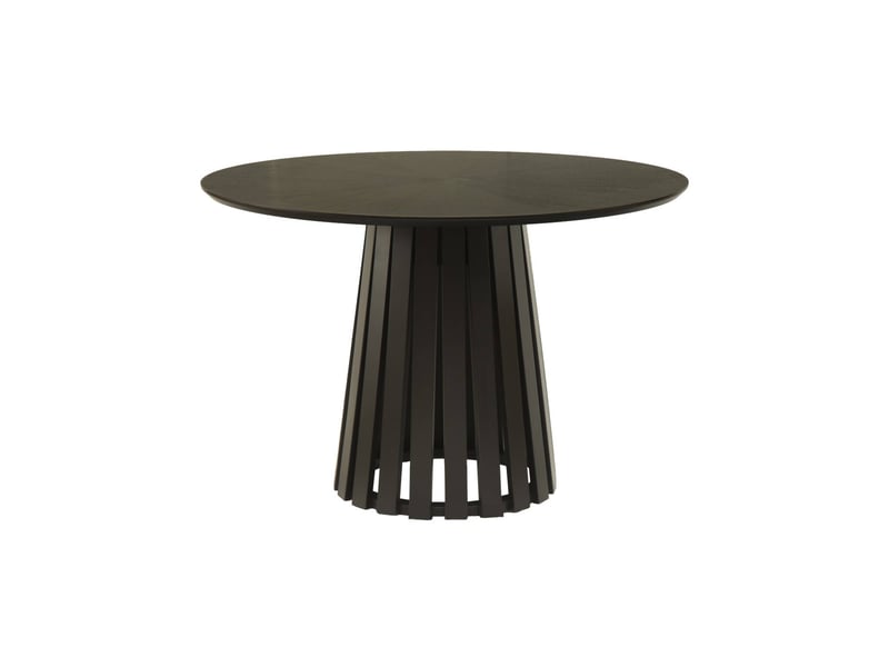 Table à manger ronde bois d'hévéa placage chêne 4 places noir - angèle - Conforama A