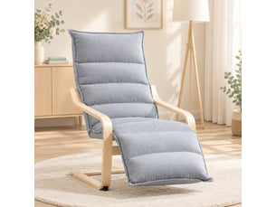 Fauteuil à bascule 67 x 93-114 x 105 cm gris clair en velours, repose-jambes réglable à 5 positions