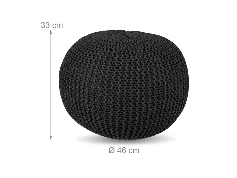  Pouf tricoté décoratif design bohème salon 33 x 46 cm en coton beige 13_0017866  - Conforama B