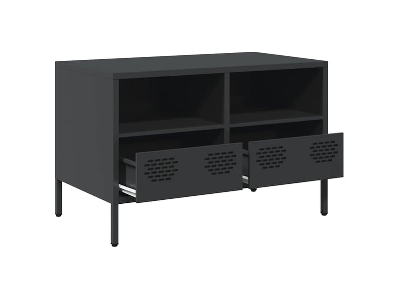  Meuble tv - banc tv - meuble de rangement noir 68x39x43,5 cm acier laminé à froid  - Conforama D