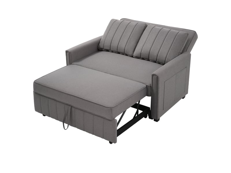 Canapé lit convertible 2 places, canapé lit en tissu lin, canapé 2 places gris antique avec dossier réglable, 127x75x94 cm - Conforama A