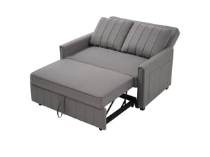 Canapé lit convertible 2 places, canapé lit en tissu lin, canapé 2 places gris antique avec dossier réglable, 127x75x94 cm