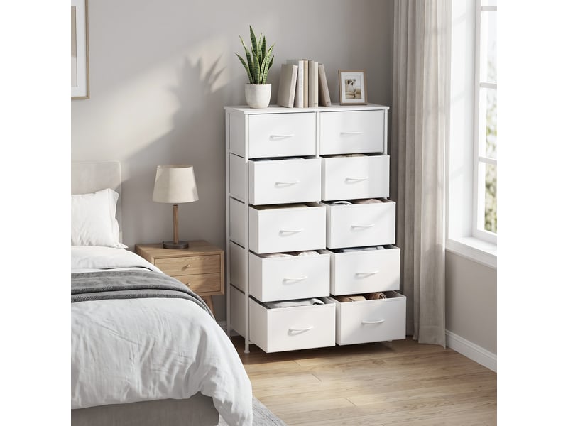  Commode, 10 tiroirs en tissu non-tissé, pour chambre, blanc  - Conforama B