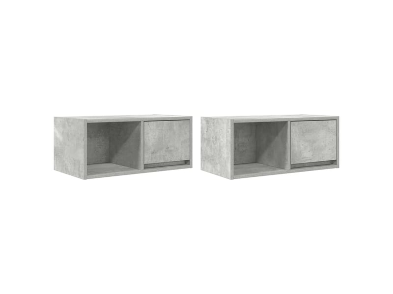  Lot de 2 meuble tv bas salon gris béton 60x31x25,5 cm bois d'ingénierie shl35900  - Conforama A