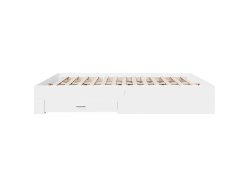 Lit double- lit adulte - cadre de lit avec tiroirs sans matelas blanc 200x200 cm - Conforama D
