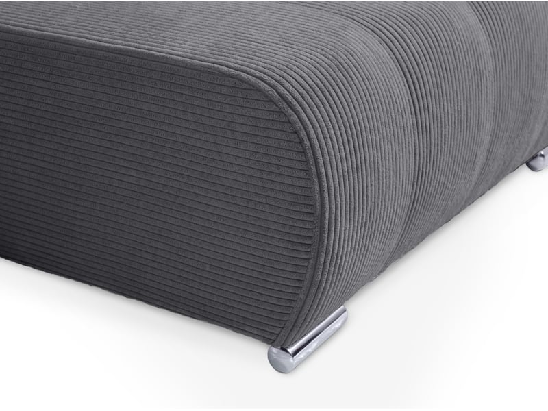  Canapé d'angle convertible velutti l velours côtelé poso gris foncé, méridienne gauche avec coffre  - Conforama E