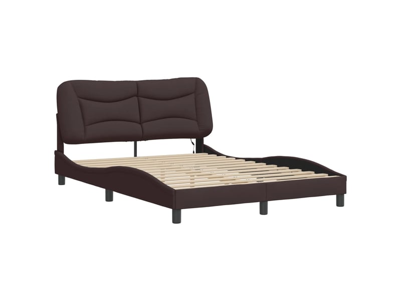  Lit double- lit adulte -  cadre de lit avec led sans matelas hvar marron foncé 120x200cm tissu  - Conforama B