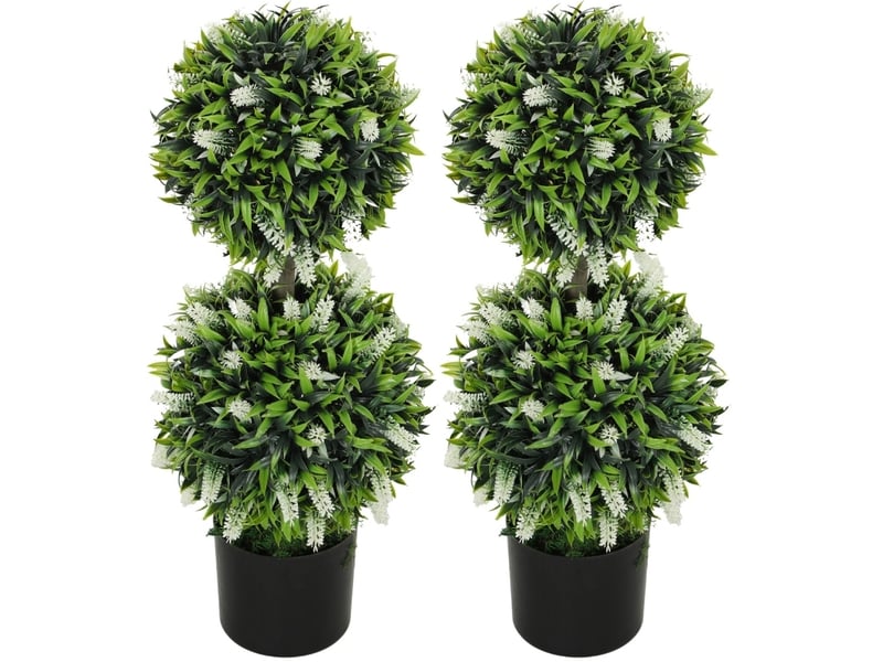  Lot de 2 plantes artificielles 15x15x70 cm résistantes aux uv blanc  - Conforama A