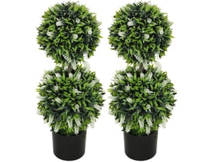 Lot de 2 plantes artificielles 15x15x70 cm résistantes aux uv blanc