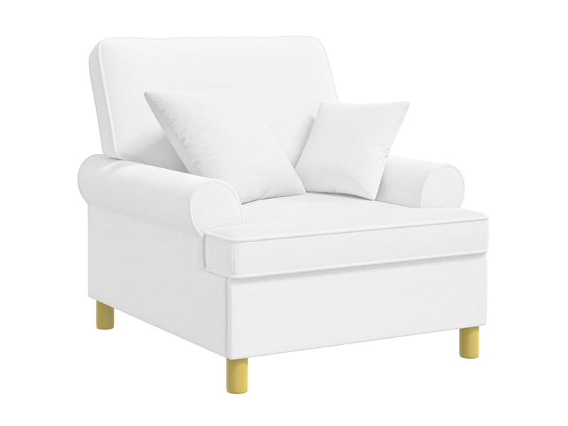 Vidaxl fauteuil xl avec coussins blanc tissu  - Conforama D