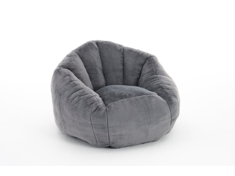 Pouf poire enfant 75x70x52 cm en peluche douce, rembourrage mousse, forme ergonomique courbée, fauteuil confortable pour lecture et jeux, gris clair - Conforama A