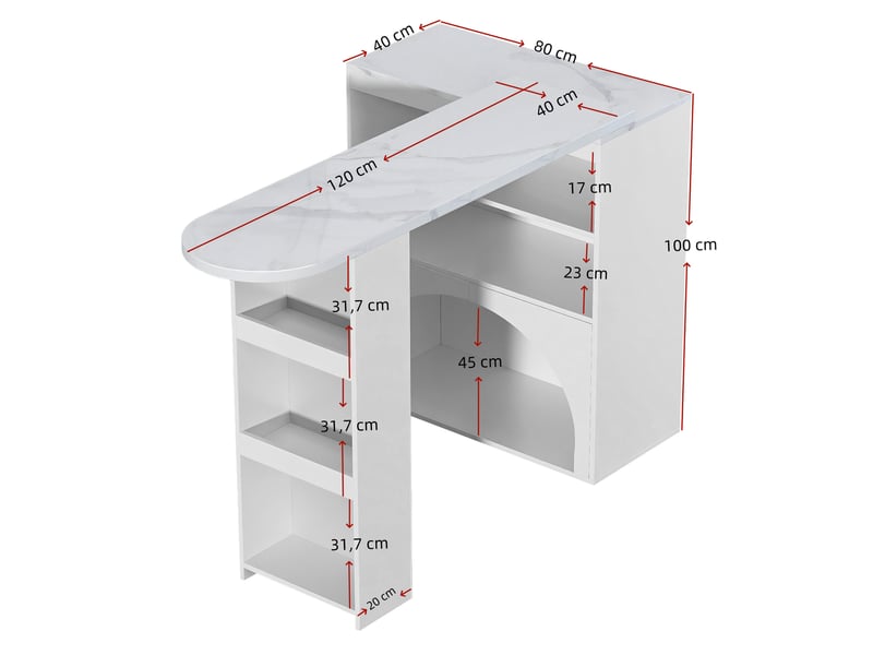  Table de bar blanc - 120cm mdf table de bar blanc - Conforama C