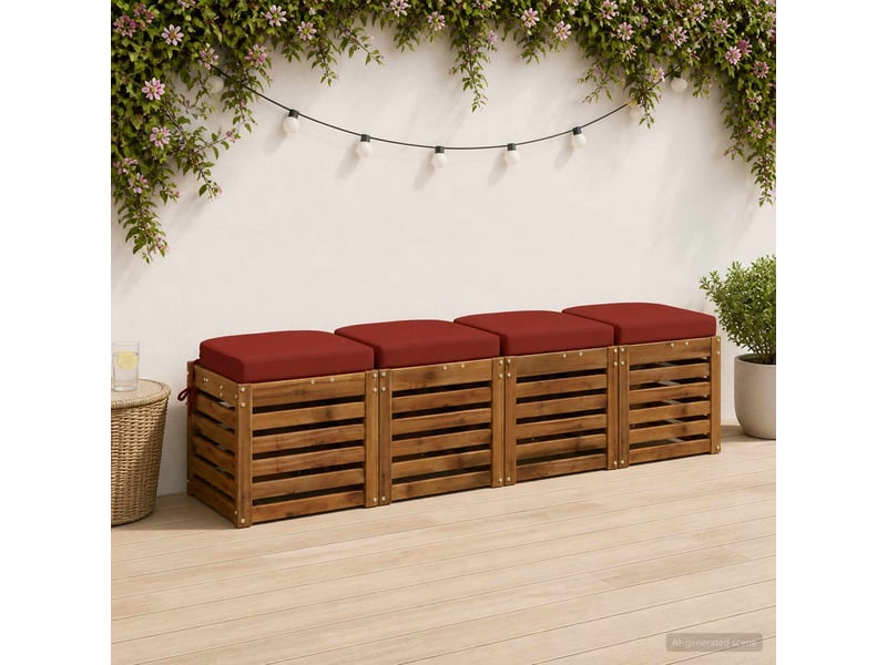 Lot de 4 coussins de siège, coussins d'assise soest 100 % polyester rouge cf60798 - Conforama B