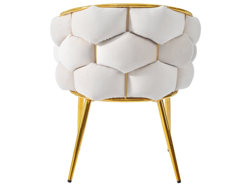  Lot de 6 chaises de salle à manger avec pieds en fer plaqué or, salon, pour salle à manger, cuisine, velours, beige  - Conforama R