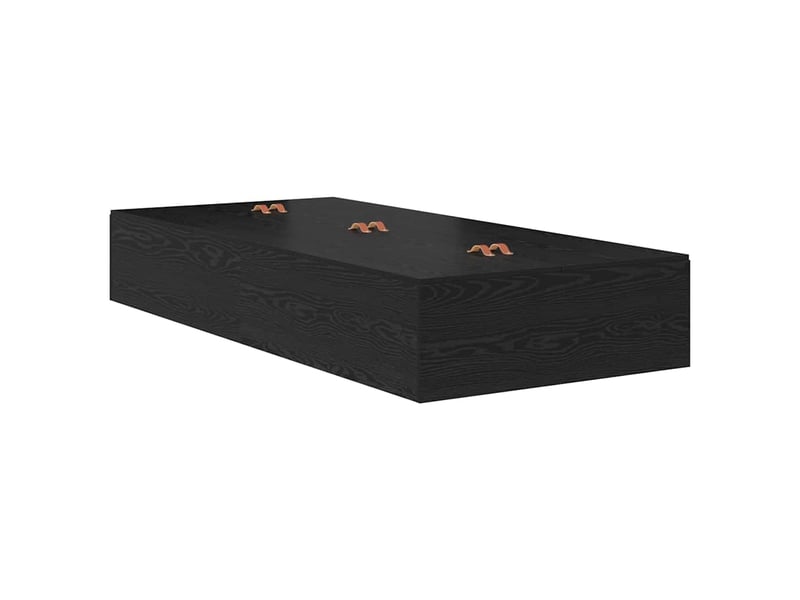  Lit simple- lit adulte -  cadre de lit avec rangement avec porte chêne noir 80 x 200 cm  - Conforama D
