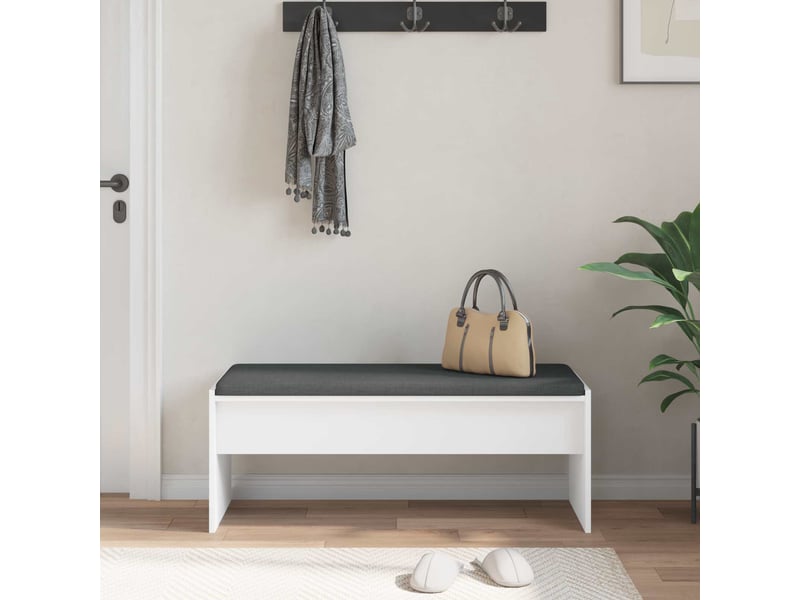  Banc d'entrée, banc interieur avec coussin blanc 103x38x40 cm  - Conforama D