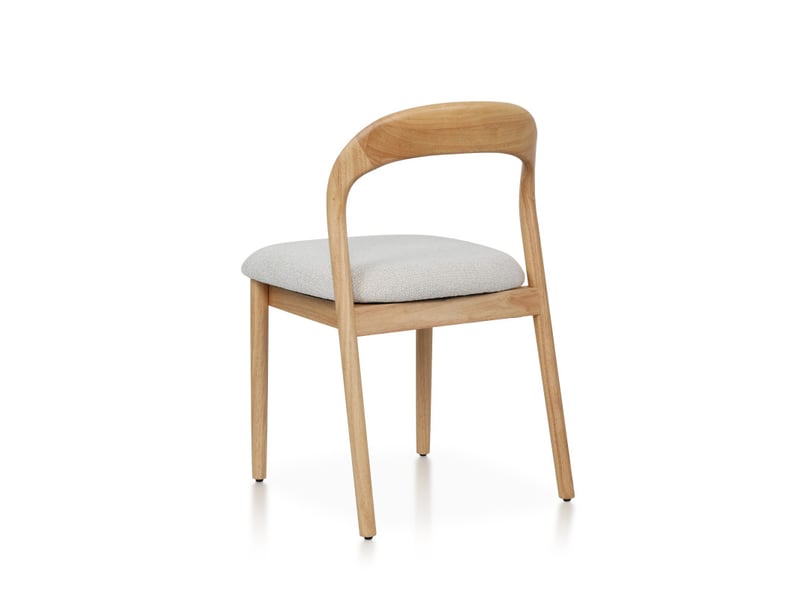  Lot de 2 chaises elena en bois d'hévéa et tissu chiné rembourré beige  - Conforama E