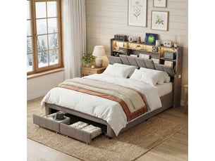 Lit avec rangement 160x200 cm <strong>Lonelyo</strong> <strong></strong> coloris gris
