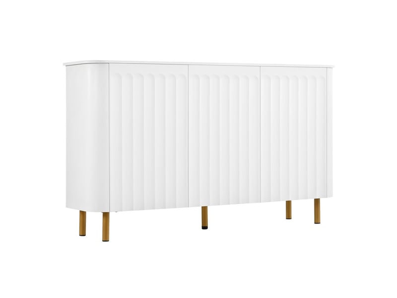  Buffet 3 portes pieds en métal relief de colonnes bord ondulé angles arrondis façade sans poignées  - Conforama A