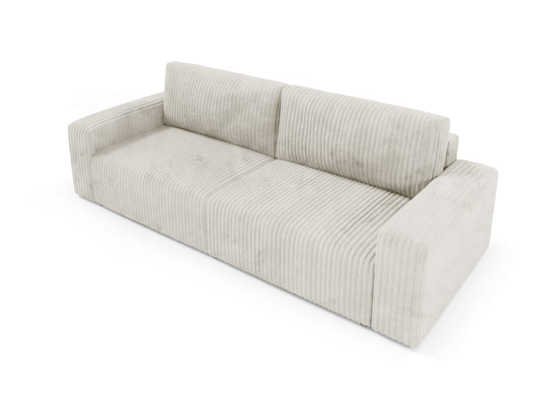  Canapé convertible 4 places en velours côtelé fano beige  - Conforama C