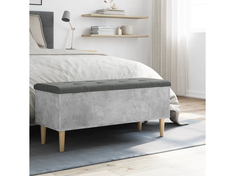  Banc chambre, banc de rangement gris béton 102x42x46 cm bois d'ingénierie  - Conforama C