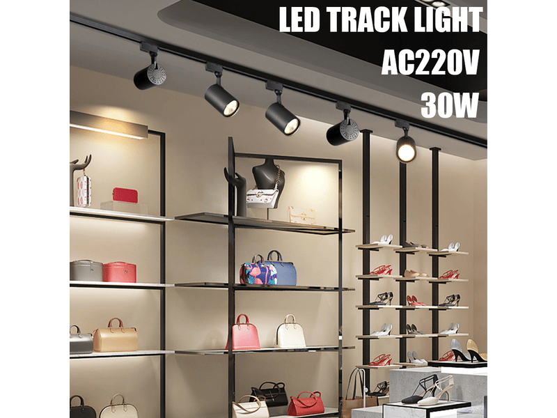  Lot de 6 spots compacts sur rail led 20 w – boîtier noir, blanc chaud ASLED-447 - Conforama C