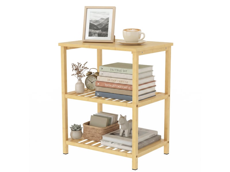  Table d'appoint 3 niveaux en bambou coloris naturel 40,6 x 30 x 50,5 cm  - Conforama B