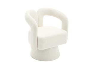 Fauteuil tournant à 360° 67x55x74 cm, accoudoirs arrondis épais, coussin confortable, tissu en boucle, couleur beige