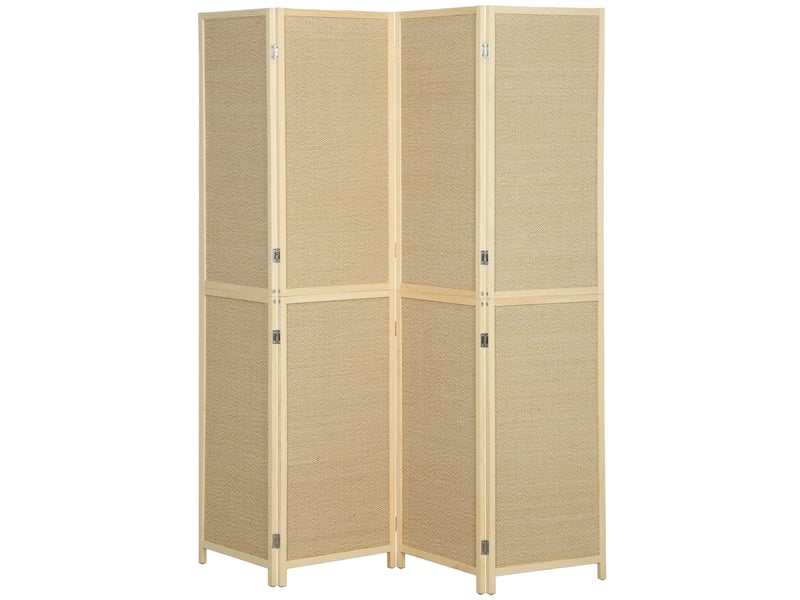  Paravent intérieur style bohème bois bambou 4 panneaux pliables séparateur de pièce  - Conforama A