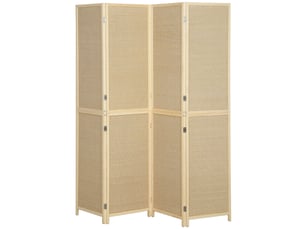 Paravent intérieur style bohème bois bambou 4 panneaux pliables séparateur de pièce