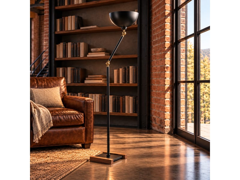  Lampadaire orientable design en métal noir et détails dorés elise  - Conforama E