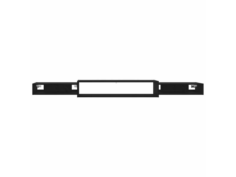  Meuble tv - banc tv - meuble de rangement mural montage mural chêne noir 220 x 28 x 21 cm  - Conforama E